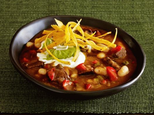 Supa de chili foto cu Fajitas de vită