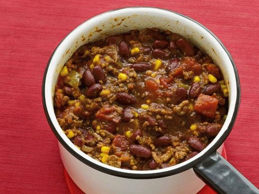 Foto de chili con carne cu fasole și porumb