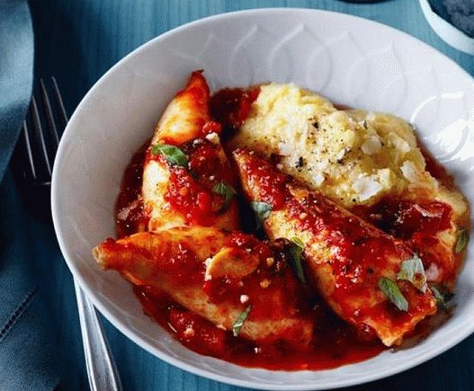 Poiană de creveți umplute cu polenta