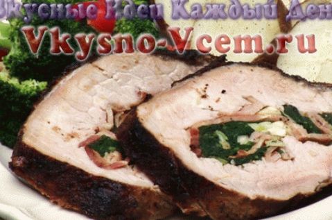 Carne de porc umplută cu spanac și brânză