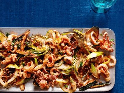 Foto cu calamar și legume fritto mysto