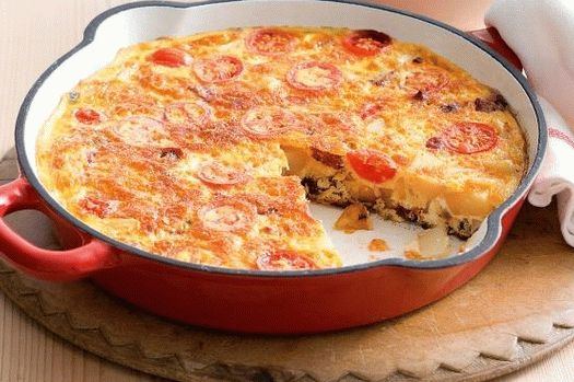 Foto tortilla spaniolă cu chorizo