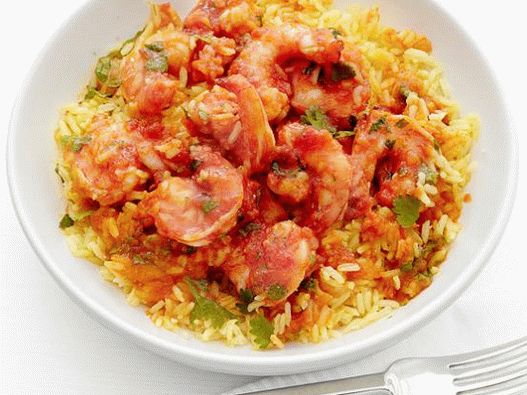 Foto de creveți în sosul de roșii curry