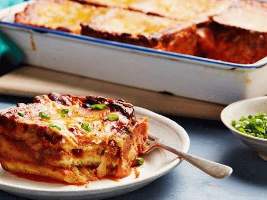 Foto cu Lasagna din ciorba de brânză și supa de roșii