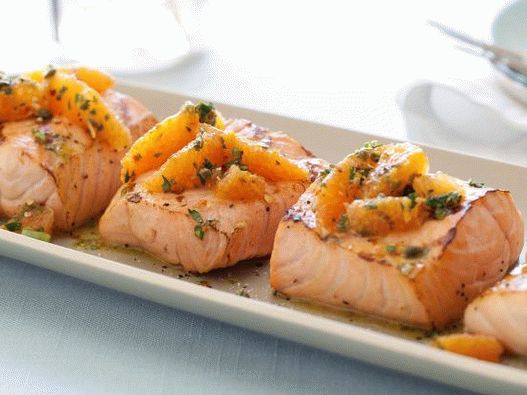 Foto somon cu sos verde de citrice