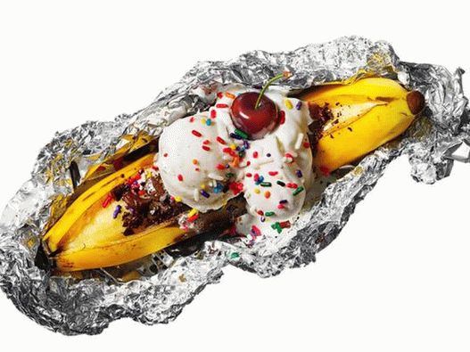 Fotografia farfuriei - Banana împărțită pe grătar