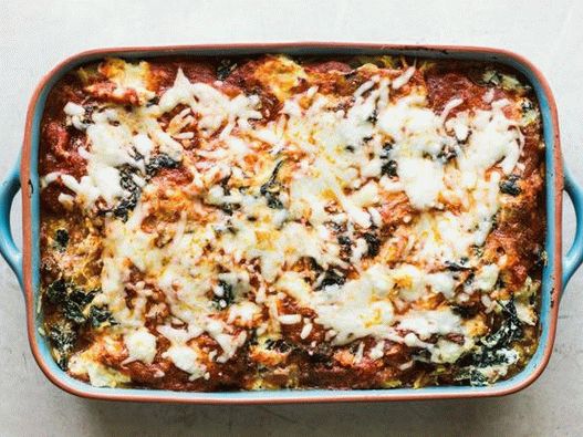 Foto cu farfuria - Lasagna cu dovleac spaghete și pui
