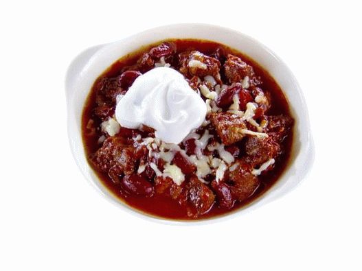 Foto cu carne de chili cu cafea și Bourbon
