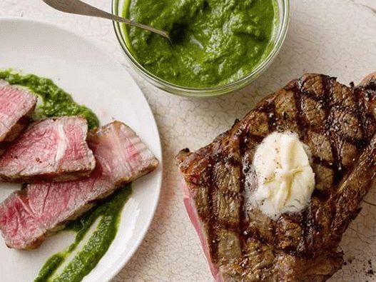 Friptura de ribeye la grătar cu confiture verde
