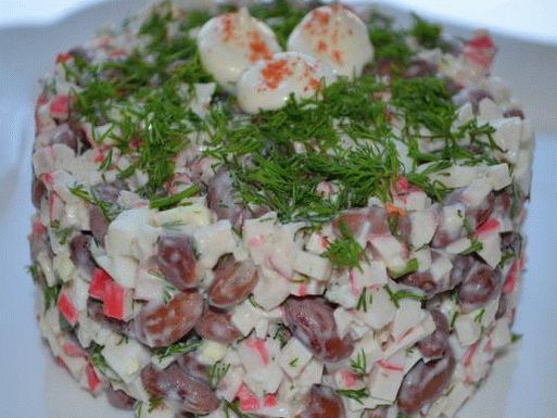 Salată foto cu fasole și bețe de crab