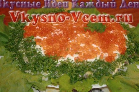 Salată cu caviar roșu și somon