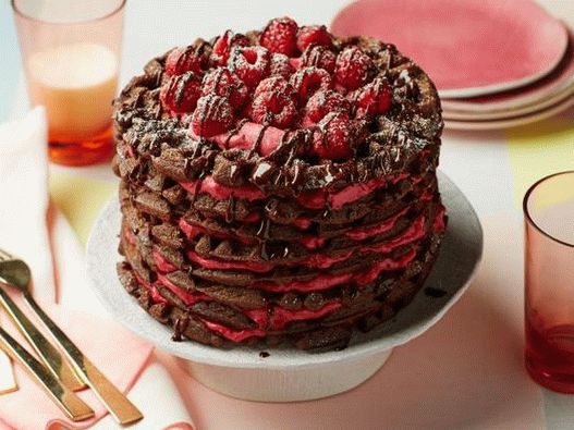 Tort de napolitane cu ciocolată foto cu cremă de caș