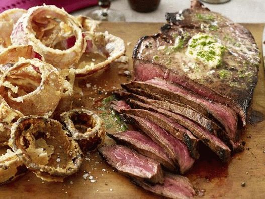Photo Steak London broil with unt and green