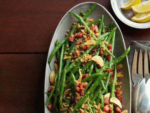Foto Fasole verde prăjită cu pancetta