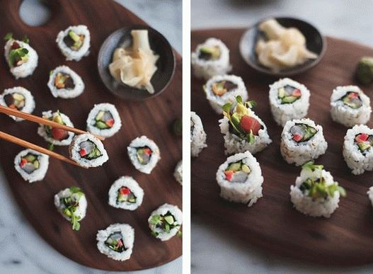 Fotografie cu Sushi Uramaki (Roll Roll cu tonul din California)