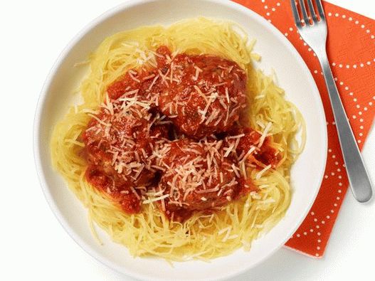 Foto cu dovleacul cu spaghete cu chiftele