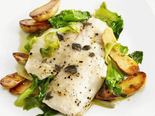 Foto Tilapia cu salată de escariol și ulei de ardei iute