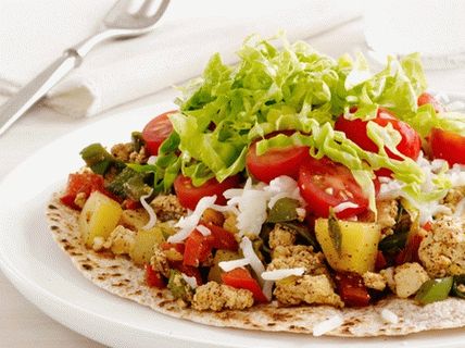 Fotografia cu Tofu scramble cu cartofi (omleta de tofu)