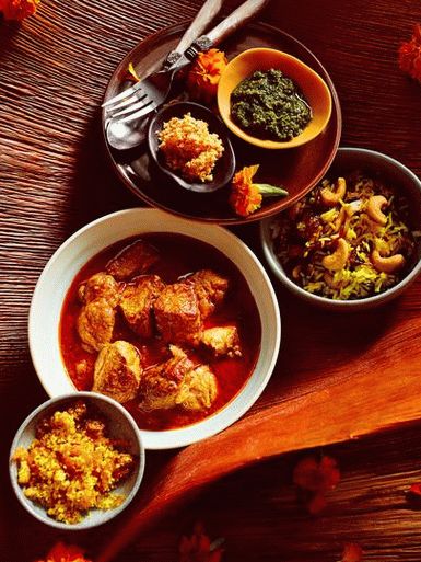 Fotografie tradițională Vindalo cu carne de porc și curry