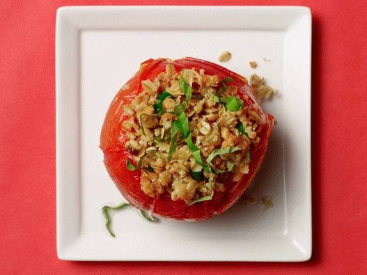 Roșii la cuptor foto cu brânză și ovăz