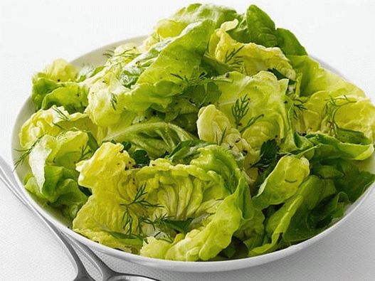 Verdă de salată de fotografie Boston cu pansament cu lămâie și măsline