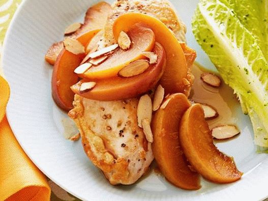 Fotografie de pui prăjit în sos de piersici tarta